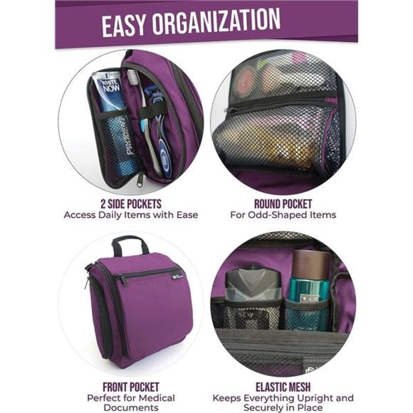 Hanging Travel Toiletry Bag for Women – Large Cosmetics, Makeup and Toiletries - Picture 5 of 6